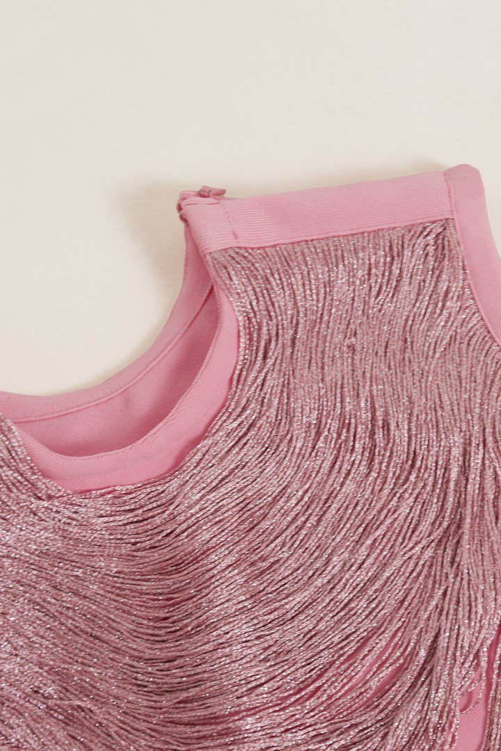 Pink Fringe Bandage Party Dress
