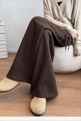 Plush Wool Draped Wide Leg Knit Pants