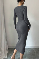 Slim Fit Midi Knit Sweater Dress