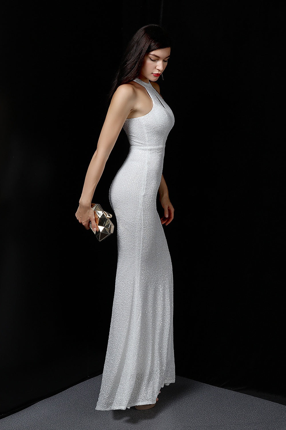 Plunging Neck Mermaid Formal Dress