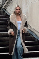 Two Sided Long Faux Fur Overcoat