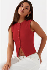 Round Neck Sleeveless Knit Top