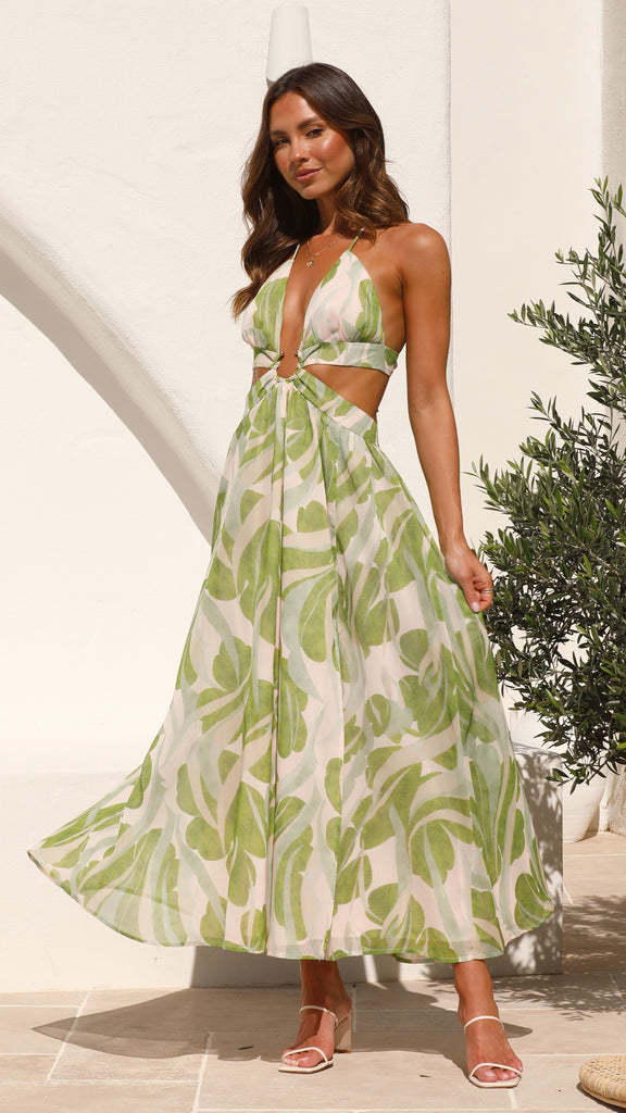 Everbloom Halter Dress - Green