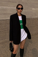Black Slouchy Retro Style Blazer