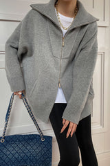 Double Zipper Shawl Collar Sweater