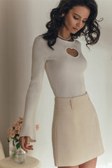 Heart Cutout Slim Fit Knit Sweater