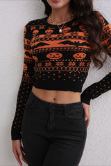 Halloween Jacquard Colorblock Sweater