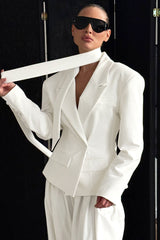 Tie-Waist Cropped Blazer