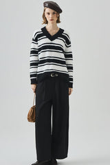 Oversized Striped V-Neck Sweater