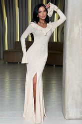 High Split Fish Tail Knit Sweater Dress