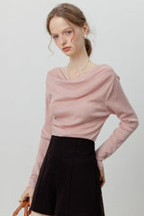 Elegant Slit Neck Tied Waist Knit Top