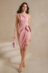 Satin Pink Bodycon Party Dress