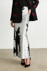 Metallic Sequin High Waisted Pencil Skirt