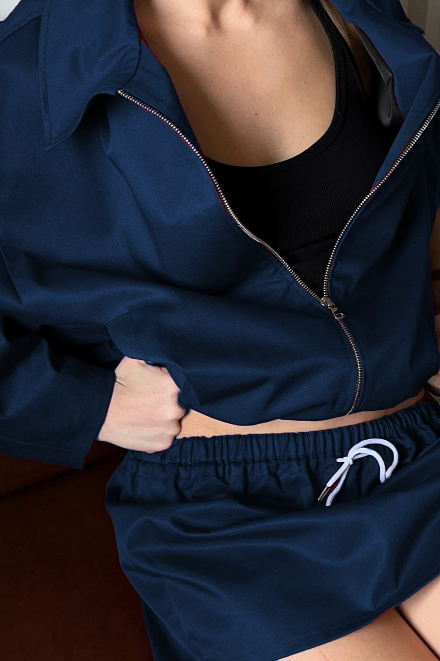 Mini Skirt with Street Style Jacket