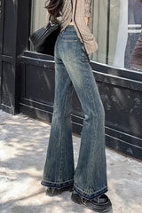 Slim Fit Elastic Bell Bottom Jeans