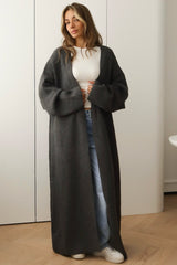 Draped Open Front Knit Overcoat