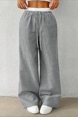 Stripe Plaid Pattern Knit Pants