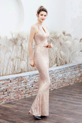 Plunging Neck Mermaid Formal Dress