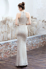 Plunging Neck Mermaid Formal Dress