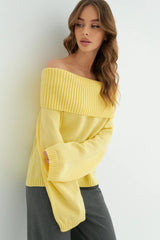 Solid Color Off Shoulder Knitted Sweater
