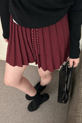 Pleated Knit Mini Skirt