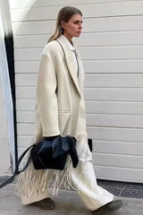 Tassel Accent Extended Length Overcoat