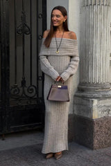 One Shoulder Bodycon Knit Sweater Dress