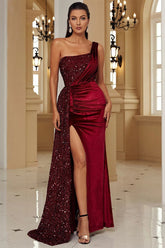 Asymmetric Gown Formal Dress S / Red
