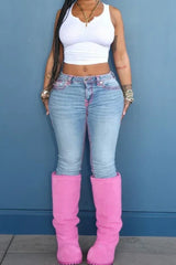 Slim Fit Black Embroidered Jeans