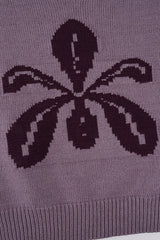 V Neck Floral Jacquard Sweater