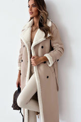 Reversible Stand Collar Faux Fur Overcoat