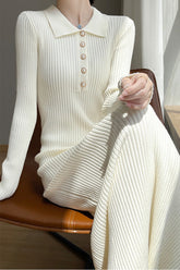 Elegant Collared Maxi Sweater Dress