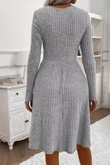 V-Neck Patchwork Sweater Dress
