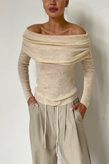 Boat Neck Wool Knit Bodycon Sweater