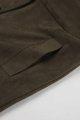 Brown Suede Retro Long Sleeve Overcoat