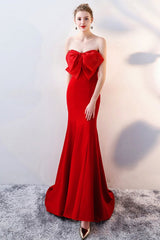 Bow Strapless Mermaid Maxi Party Dress