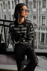 Vintage Striped Knit Polo Sweater