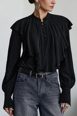 Stand Collar Ruffle Blouse