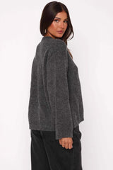 V Neck Tie Front Knit Cardigan Sweater