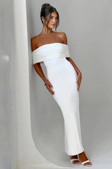 Solid Off Shoulder Ruched Formal Dress