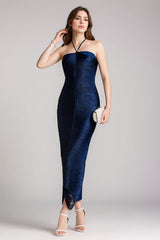 Fringe Halter High Slit Maxi Dress