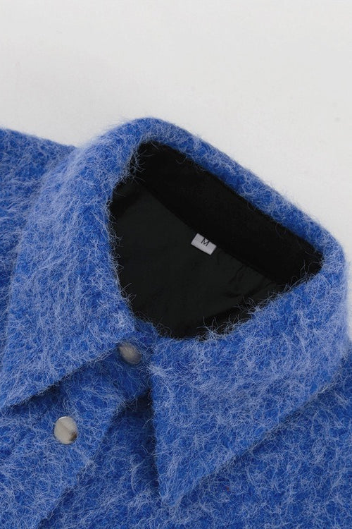 Long Sleeve Blue Wool Jacket