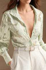 Casual Jacquard Turtleneck Blouse