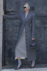 Notched Collar Single Breasted Slim Overcoat