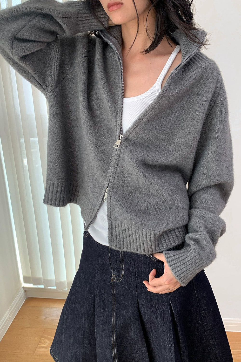 Soft Knit Zipper Cardigan