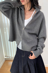 Soft Knit Zipper Cardigan