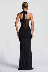 Mesh Panel Sash Maxi Dress