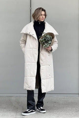 Long Stand Collar Relaxed Quilted Puffer Jacket