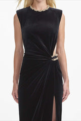 Cut Out Velvet Bodycon Party Dress