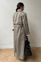 Extra Long Belted Waist Cotton Overcoat